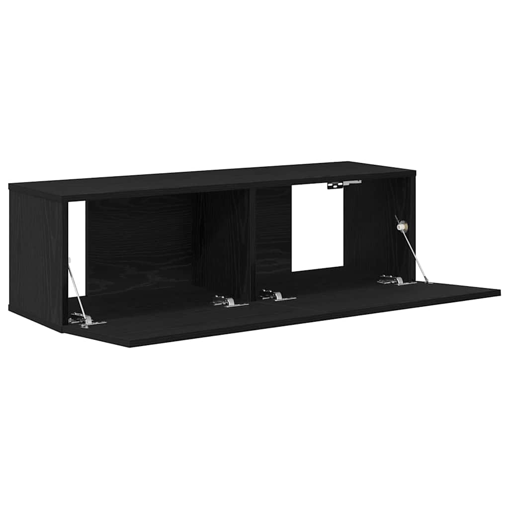 vidaXL TV Cabinet 2 pcs Black 100 x 30 x 30 cm Engineered Wood
