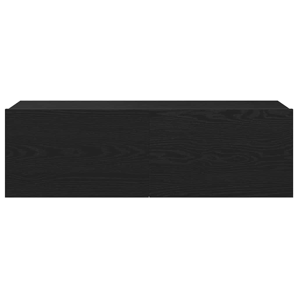vidaXL TV Cabinet 2 pcs Black 100 x 30 x 30 cm Engineered Wood