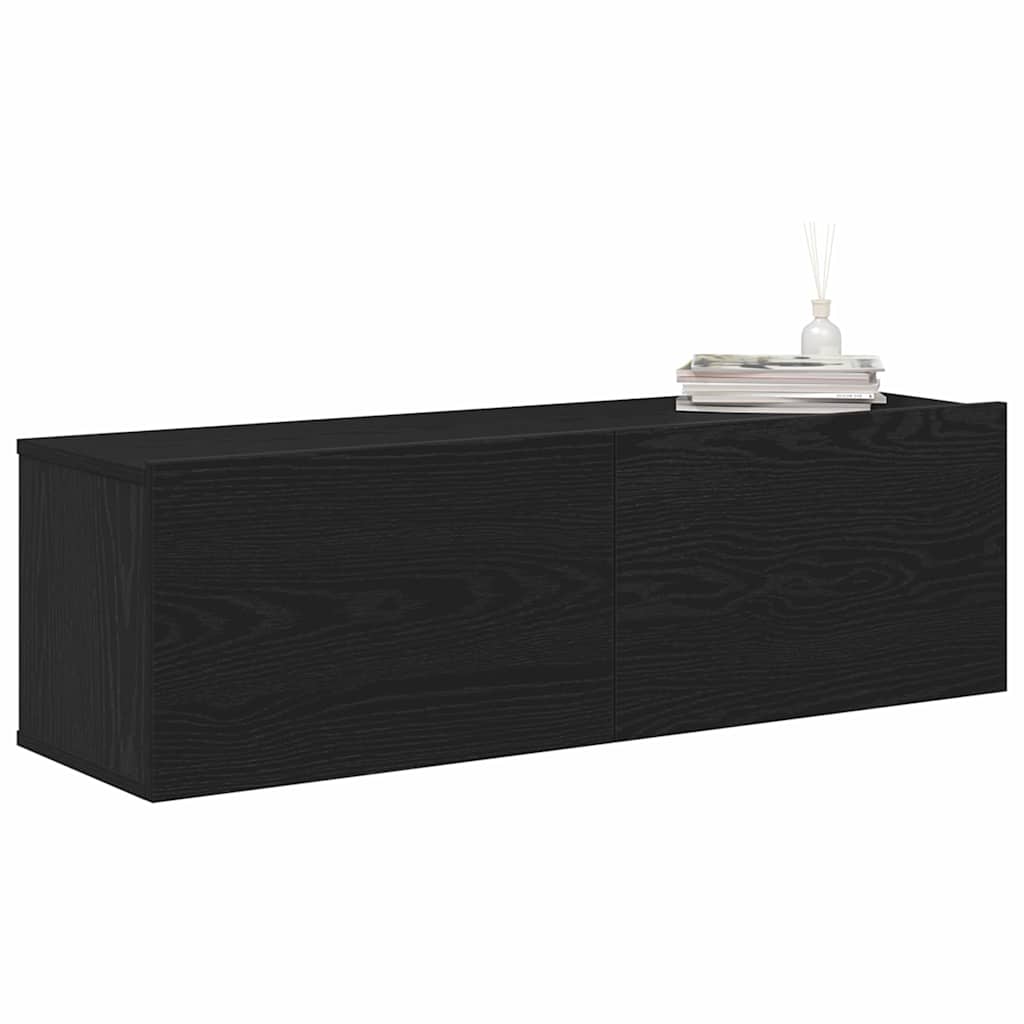 vidaXL TV Cabinet 2 pcs Black 100 x 30 x 30 cm Engineered Wood
