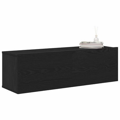 vidaXL TV Cabinet 2 pcs Black 100 x 30 x 30 cm Engineered Wood