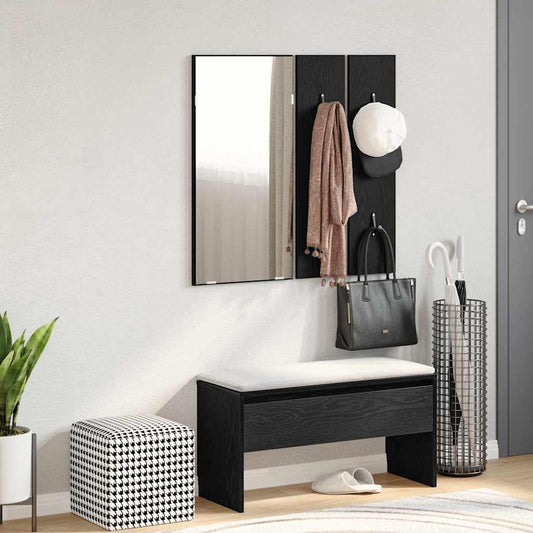 vidaXL Hallway Furniture Set 4 pcs Black Oak Engineered wood