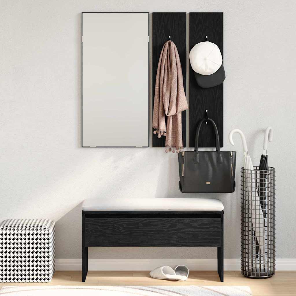 vidaXL Hallway Furniture Set 4 pcs Black Oak Engineered wood
