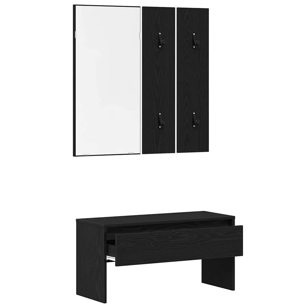 vidaXL Hallway Furniture Set 4 pcs Black Oak Engineered wood