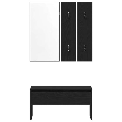 vidaXL Hallway Furniture Set 4 pcs Black Oak Engineered wood