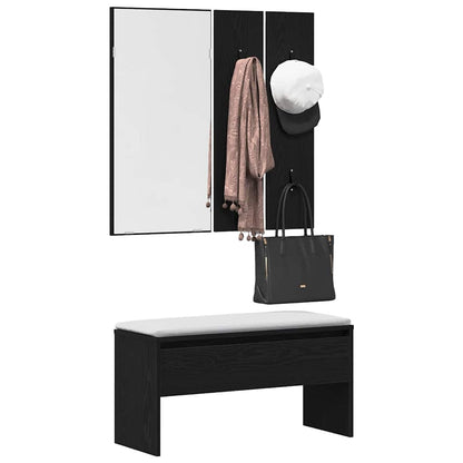 vidaXL Hallway Furniture Set 4 pcs Black Oak Engineered wood