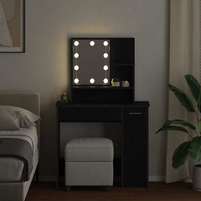 vidaXL Dressing Table Black Oak 86.5 x 35 x 136 cm Engineered Wood
