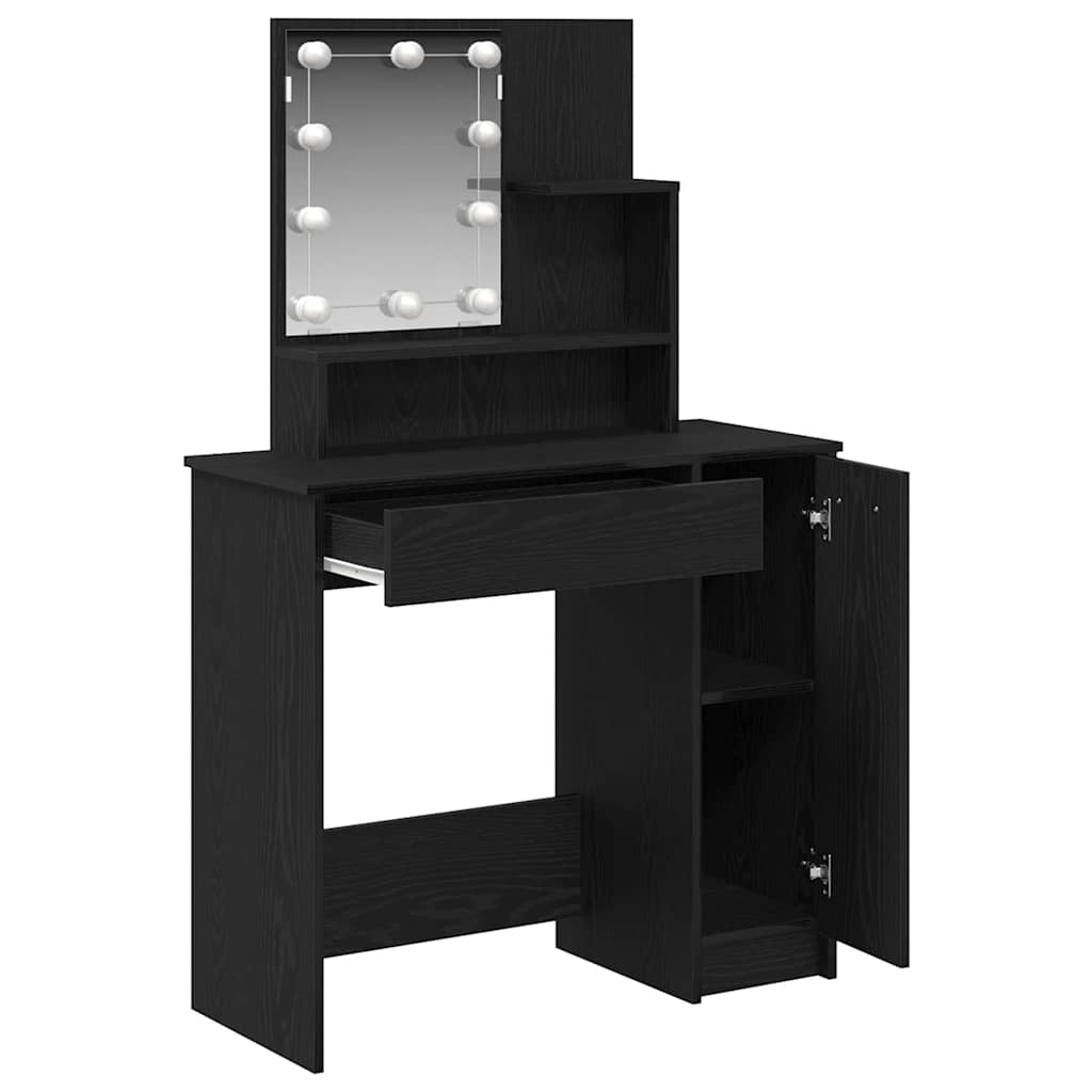 vidaXL Dressing Table Black Oak 86.5 x 35 x 136 cm Engineered Wood
