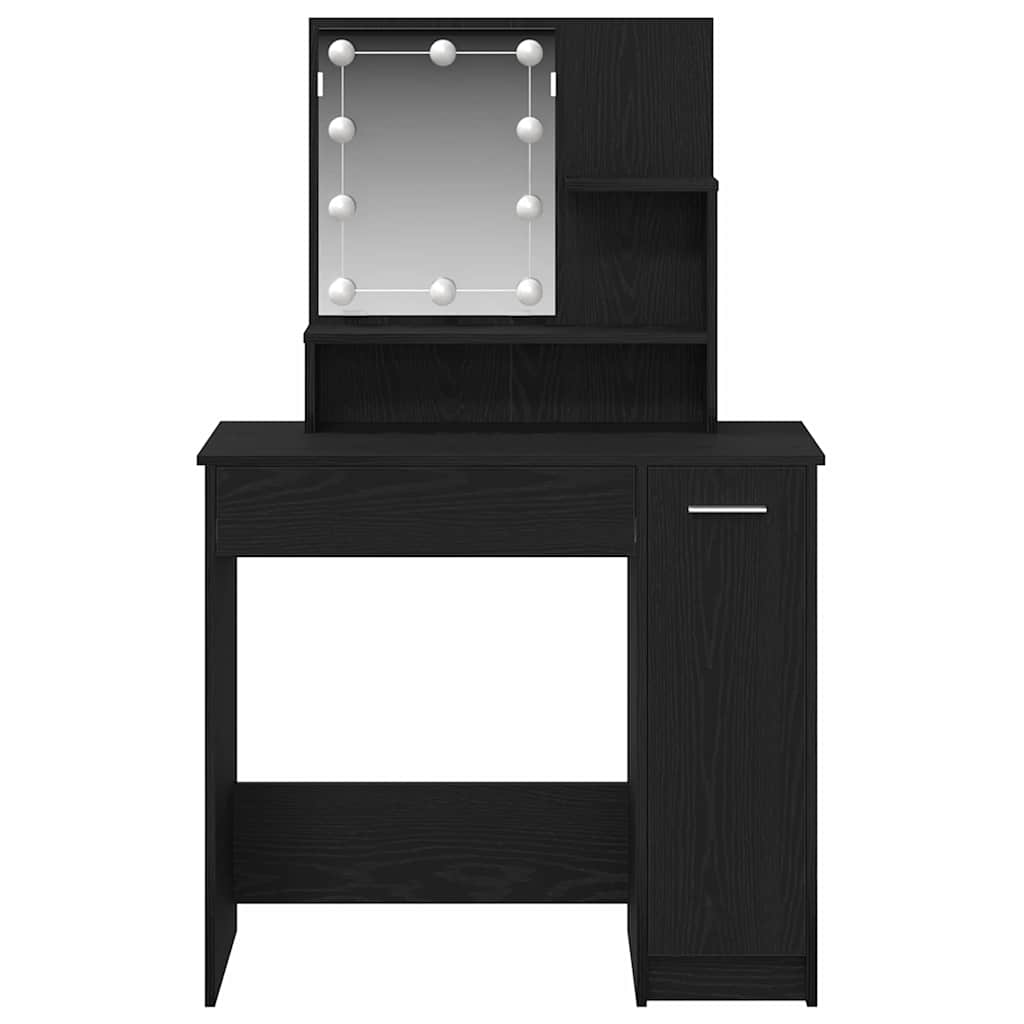 vidaXL Dressing Table Black Oak 86.5 x 35 x 136 cm Engineered Wood