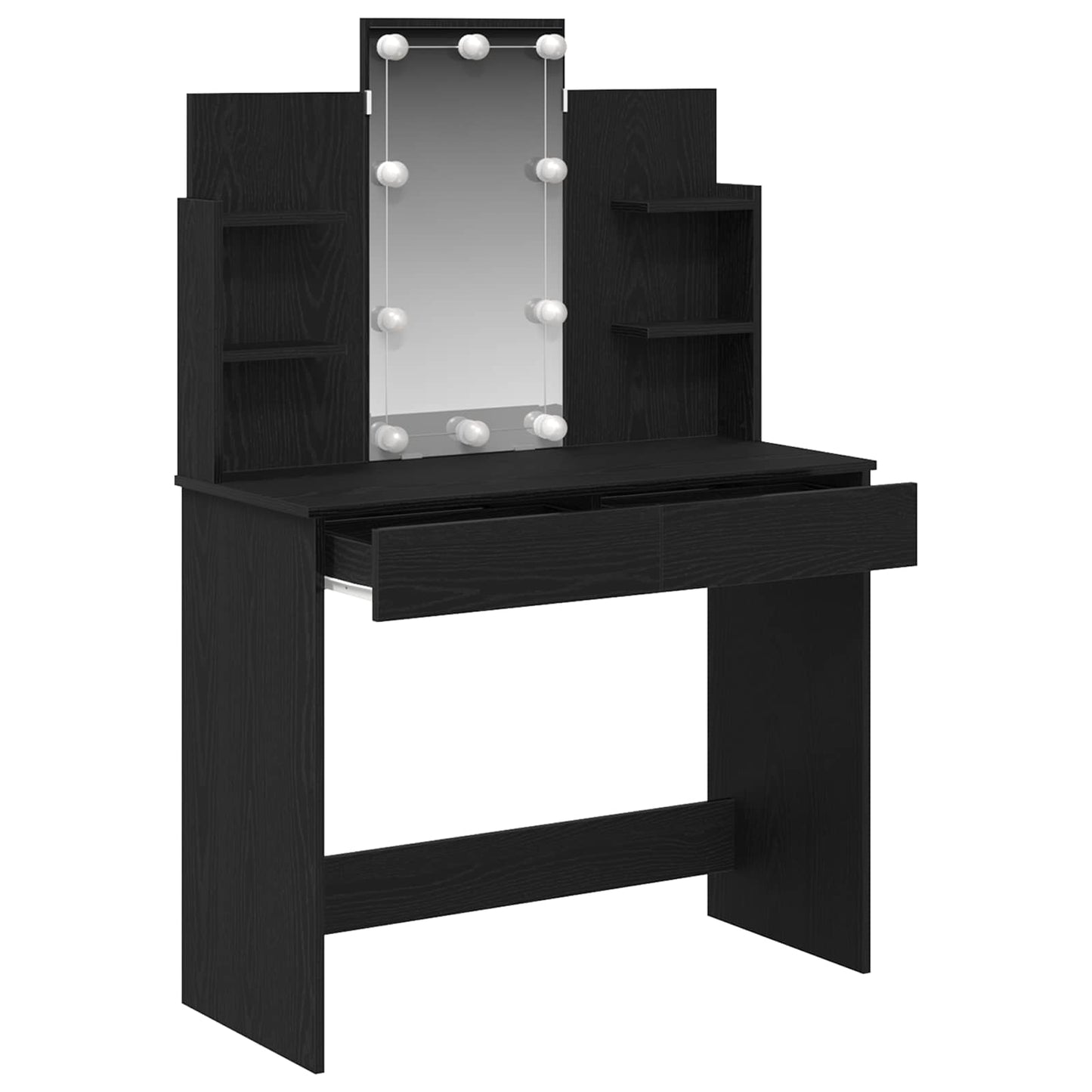 vidaXL Dressing Table Black Oak 96 x 39 x 142 cm Engineered Wood