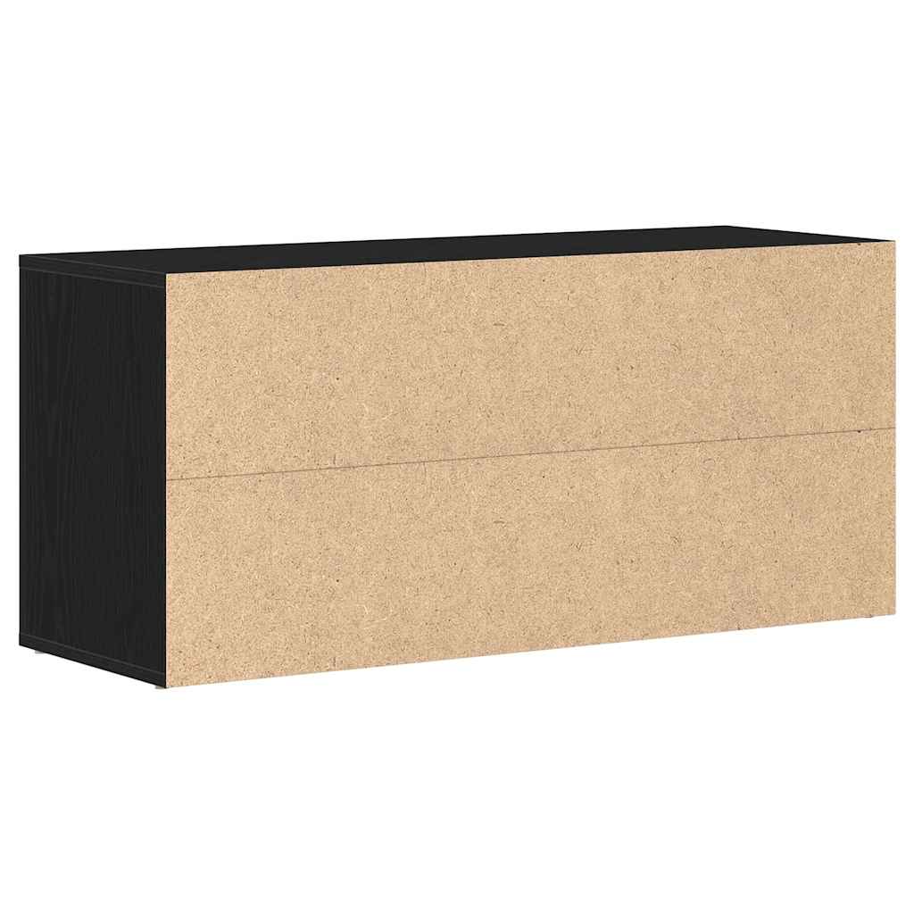 vidaXL Shoe Bench Black Oak 100x35x45 cm Engineered Wood