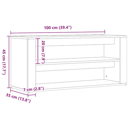 vidaXL Shoe Bench Black Oak 100x35x45 cm Engineered Wood