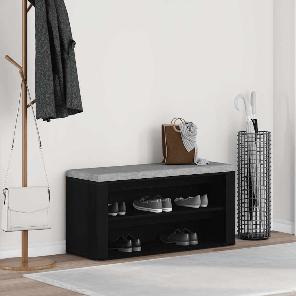vidaXL Shoe Bench Black Oak 100x35x45 cm Engineered Wood