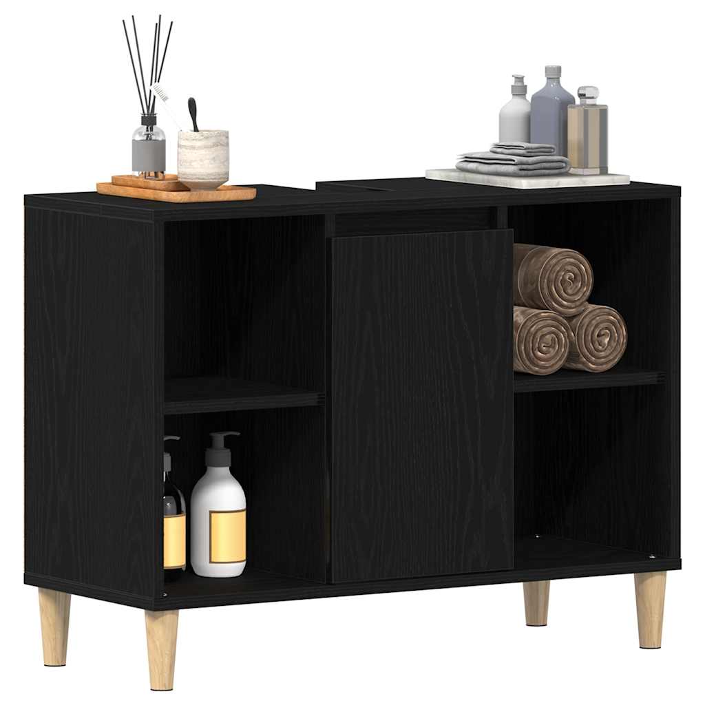 vidaXL Sink Cabinet Black Oak 80x33x60 cm Engineered Wood