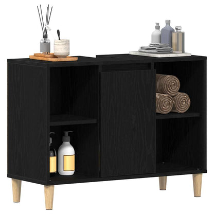 vidaXL Sink Cabinet Black Oak 80x33x60 cm Engineered Wood