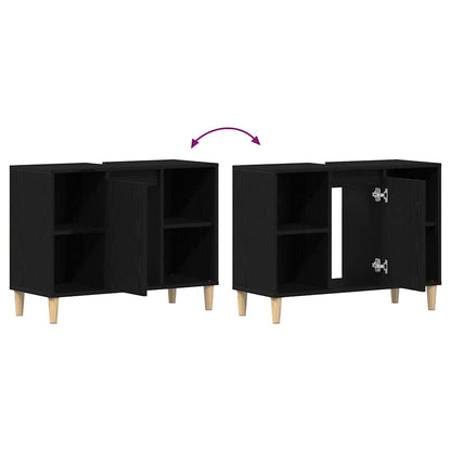 vidaXL Sink Cabinet Black Oak 80x33x60 cm Engineered Wood