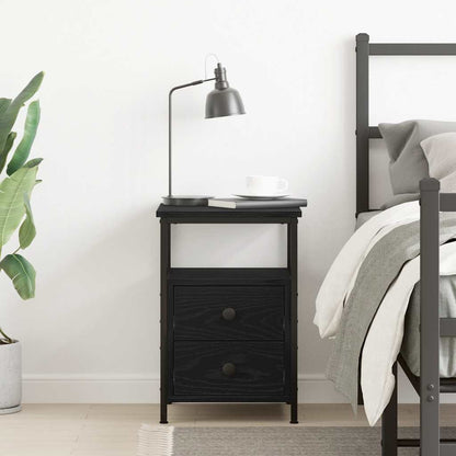 vidaXL Bedside Cabinet Black Oak 34x35.5x50 cm Engineered Wood