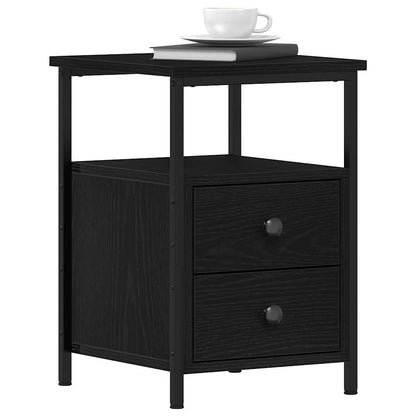 vidaXL Bedside Cabinet Black Oak 34x35.5x50 cm Engineered Wood
