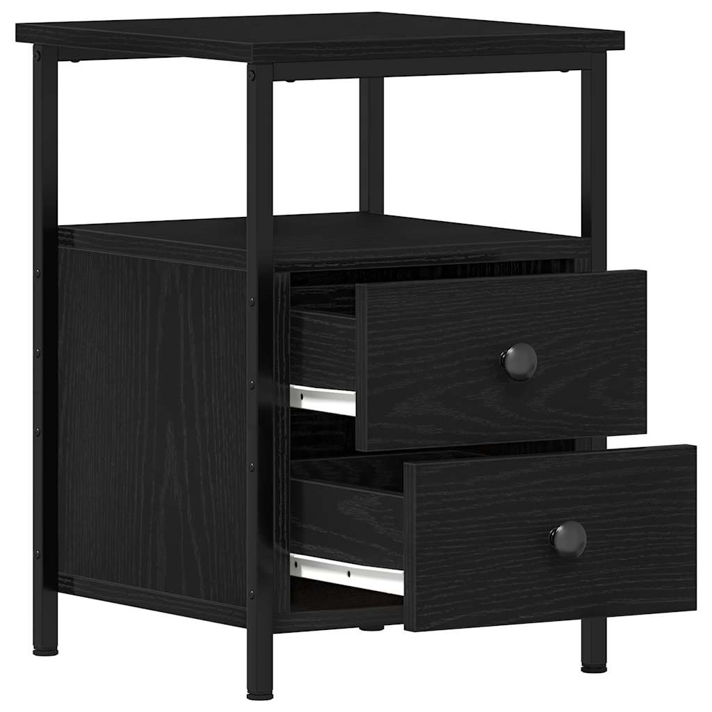 vidaXL Bedside Cabinet Black Oak 34x35.5x50 cm Engineered Wood