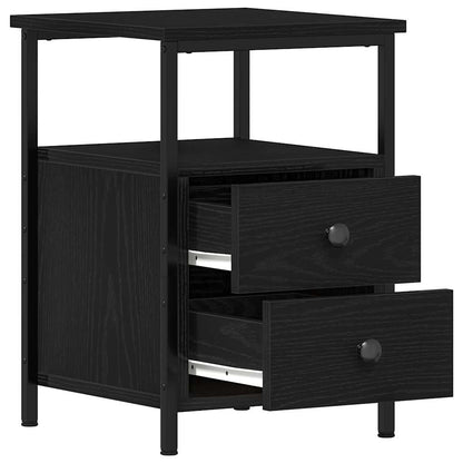 vidaXL Bedside Cabinet Black Oak 34x35.5x50 cm Engineered Wood