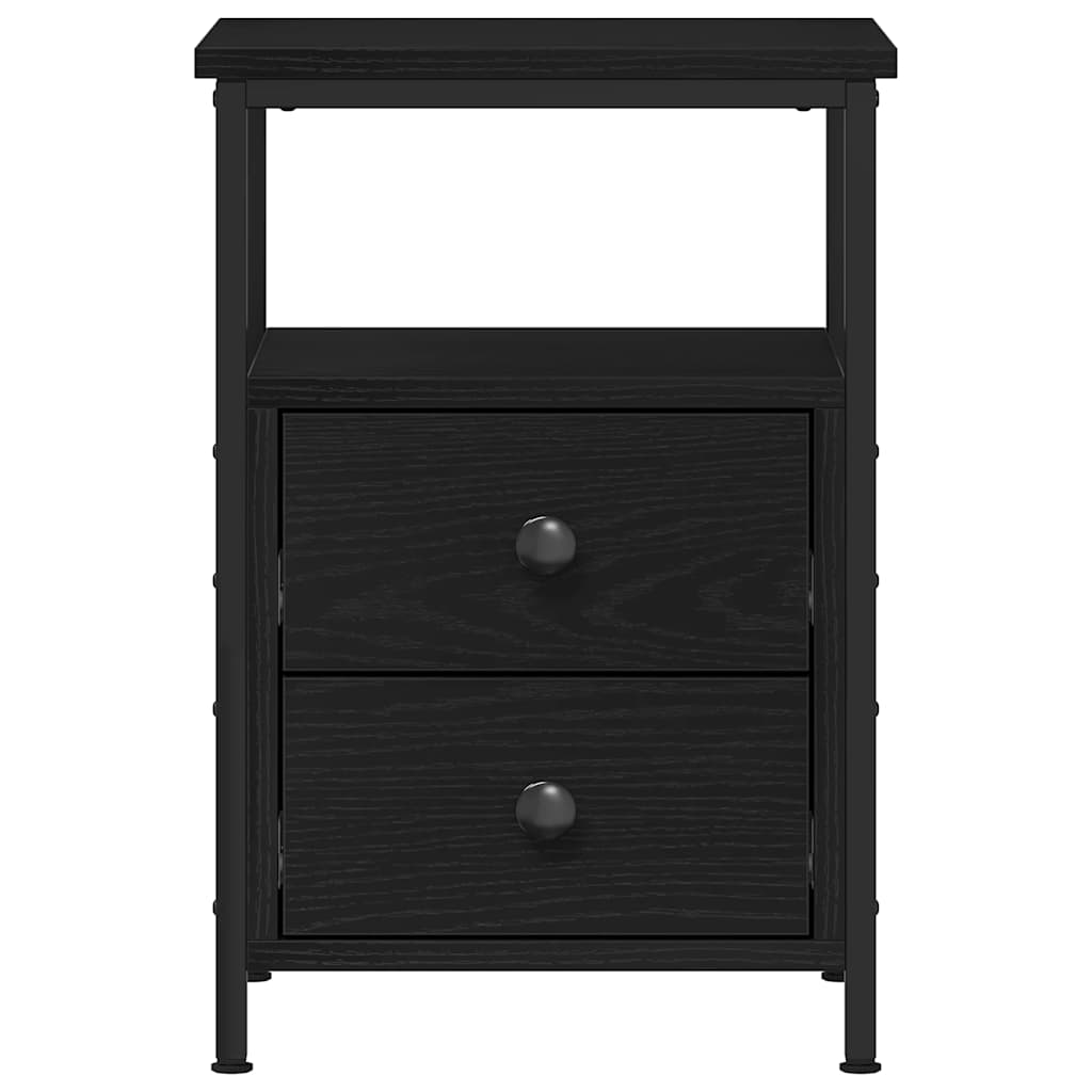 vidaXL Bedside Cabinet Black Oak 34x35.5x50 cm Engineered Wood