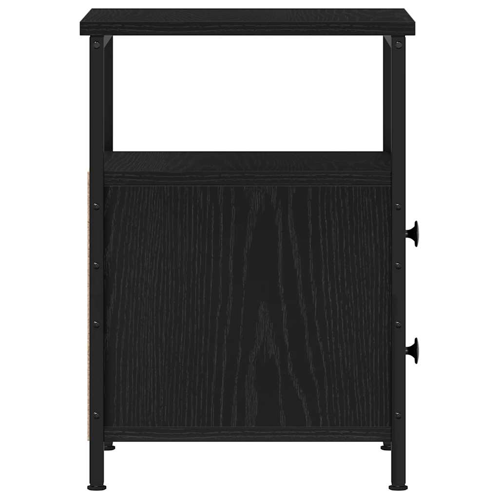 vidaXL Bedside Cabinet Black Oak 34x35.5x50 cm Engineered Wood