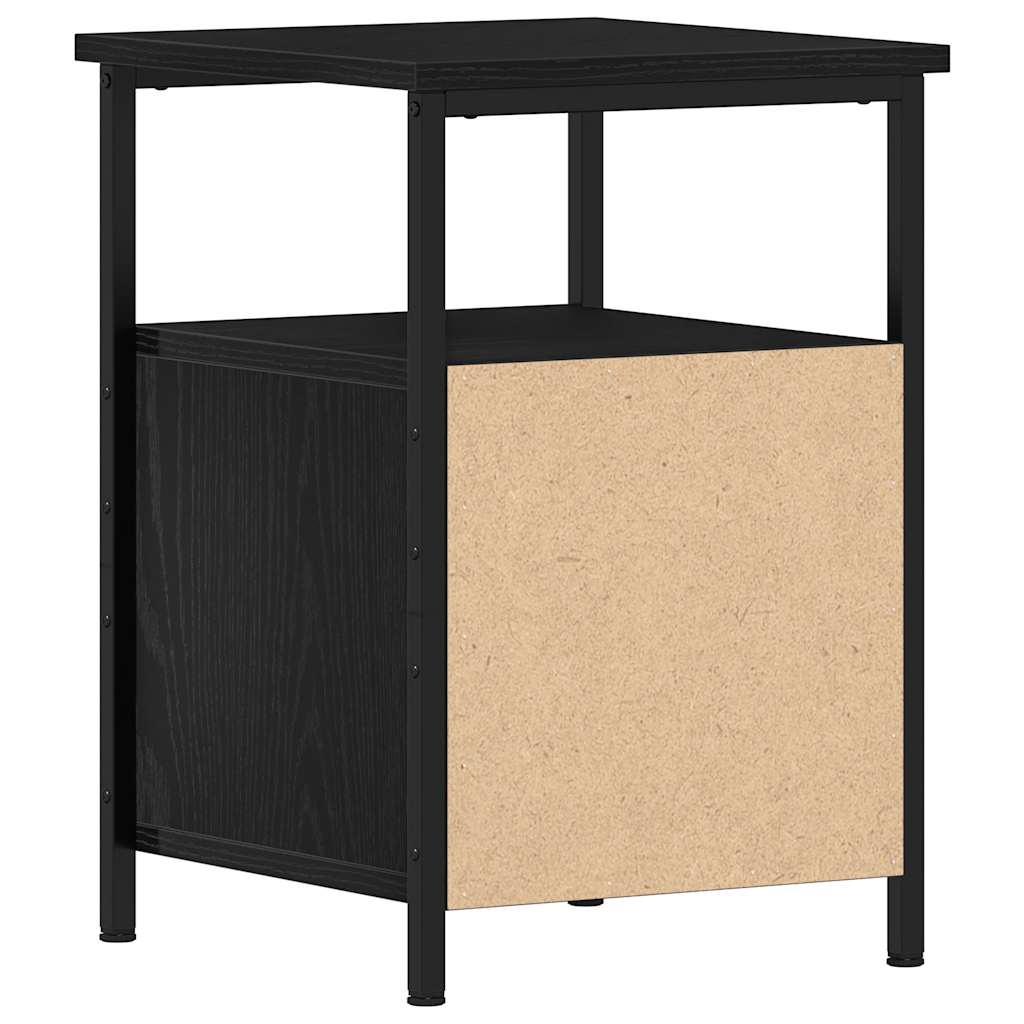 vidaXL Bedside Cabinet Black Oak 34x35.5x50 cm Engineered Wood