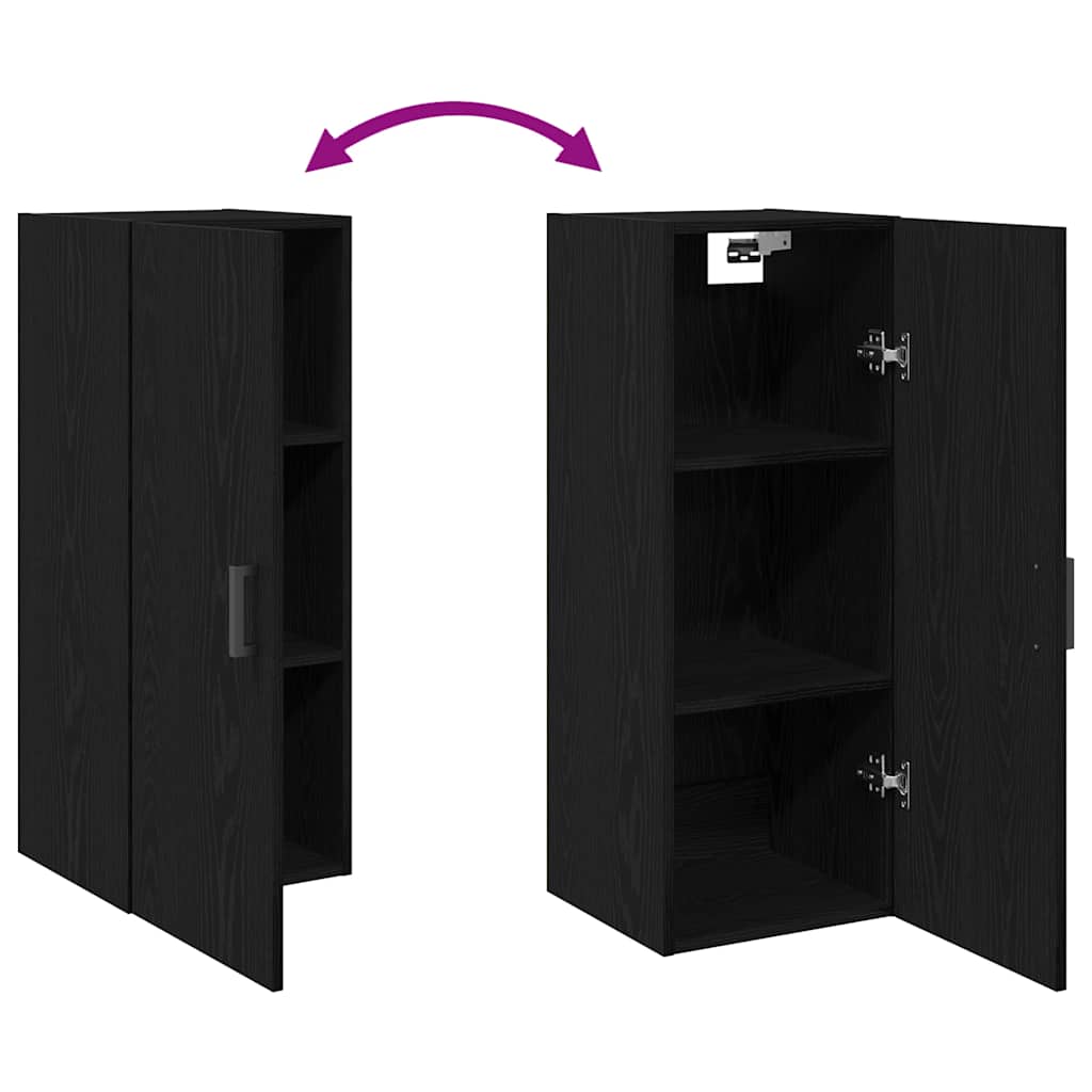 vidaXL Wall Mounted Cabinet Black Oak 34.5x34x90 cm Engineered Wood