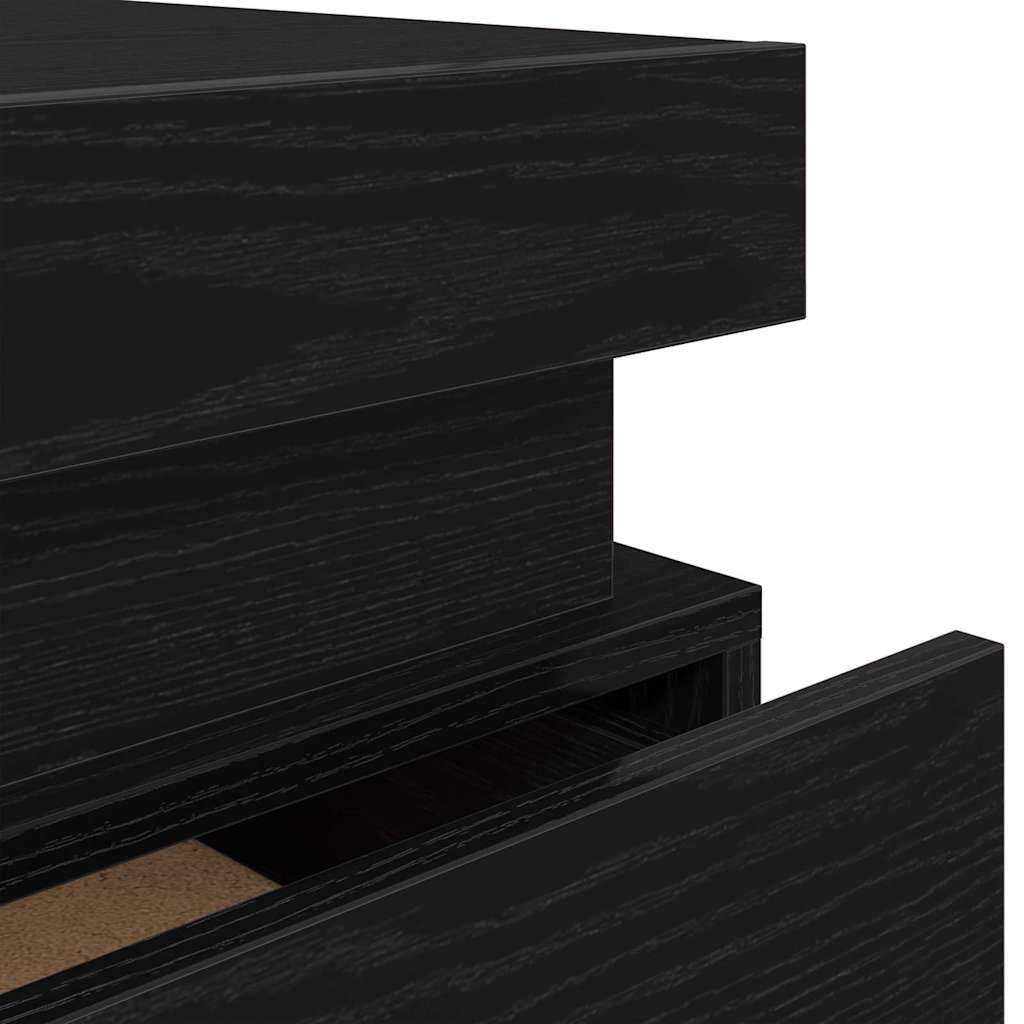 vidaXL Bedside Cabinet 2 pcs Black Oak 35 x 39 x 55 cm Engineered wood
