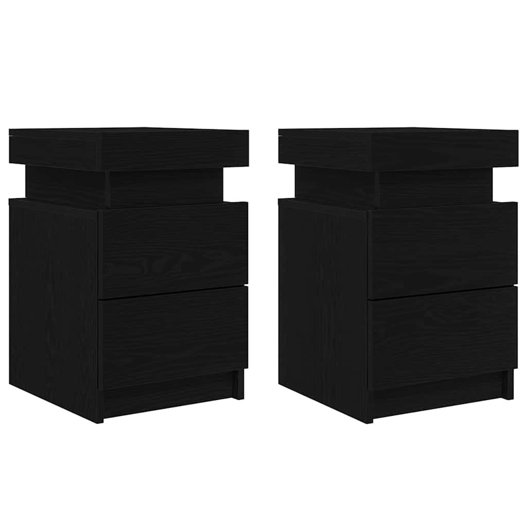vidaXL Bedside Cabinet 2 pcs Black Oak 35 x 39 x 55 cm Engineered wood