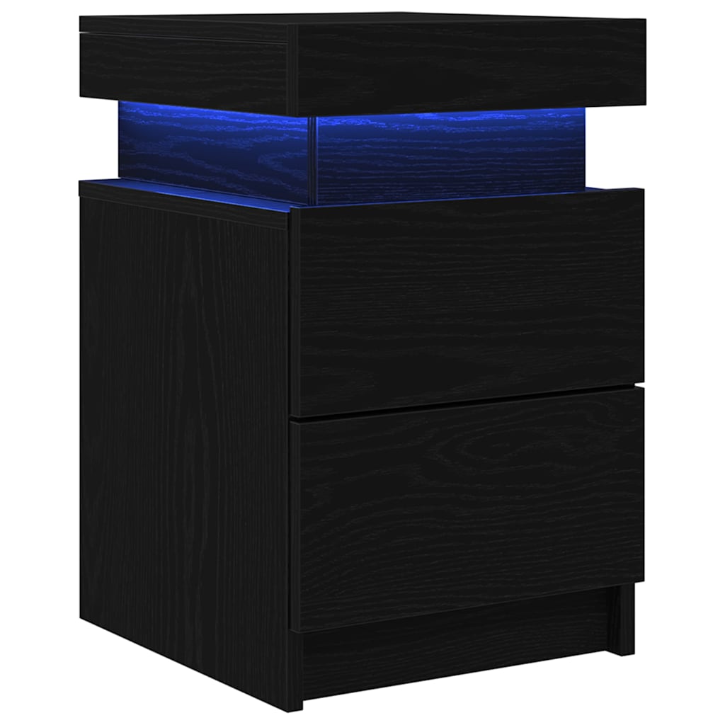 vidaXL Bedside Cabinet 2 pcs Black Oak 35 x 39 x 55 cm Engineered wood