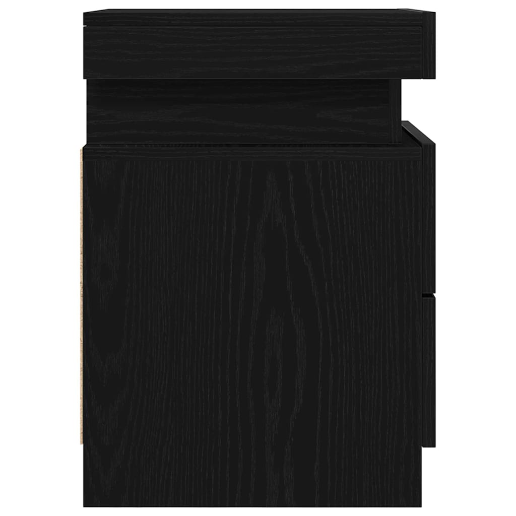 vidaXL Bedside Cabinet 2 pcs Black Oak 35 x 39 x 55 cm Engineered wood