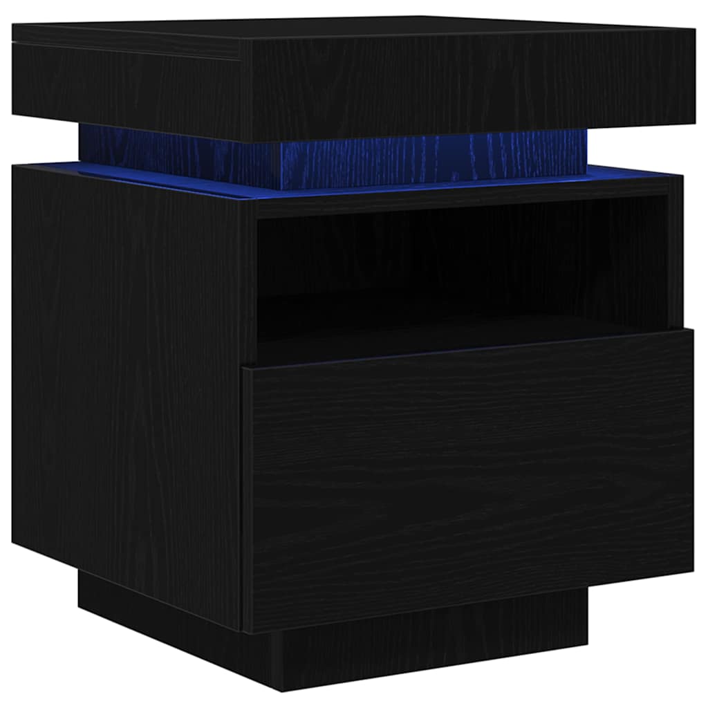 vidaXL Bedside Cabinet with Drawer 2 pcs Black Oak 40 x 39 x 48.5 cm