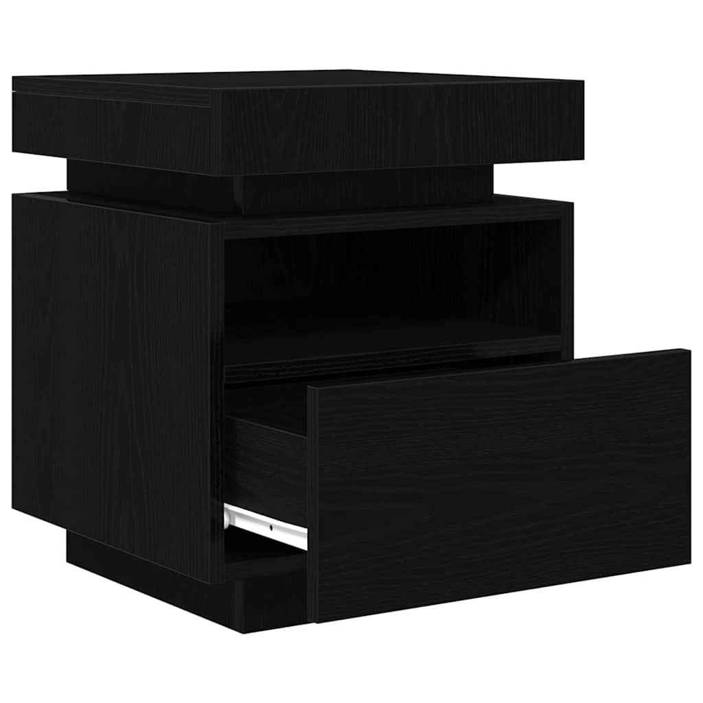 vidaXL Bedside Cabinet with Drawer 2 pcs Black Oak 40 x 39 x 48.5 cm