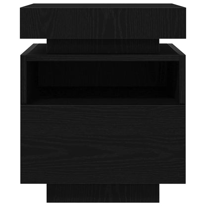 vidaXL Bedside Cabinet with Drawer 2 pcs Black Oak 40 x 39 x 48.5 cm
