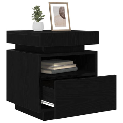 vidaXL Bedside Cabinet with Drawer 2 pcs Black Oak 40 x 39 x 48.5 cm
