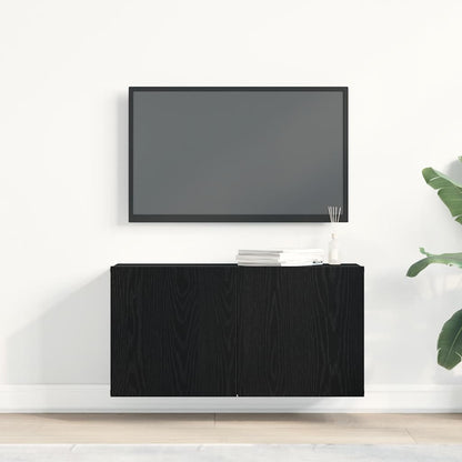 vidaXL TV Cabinet Black Oak 80x30x41 cm Engineered Wood