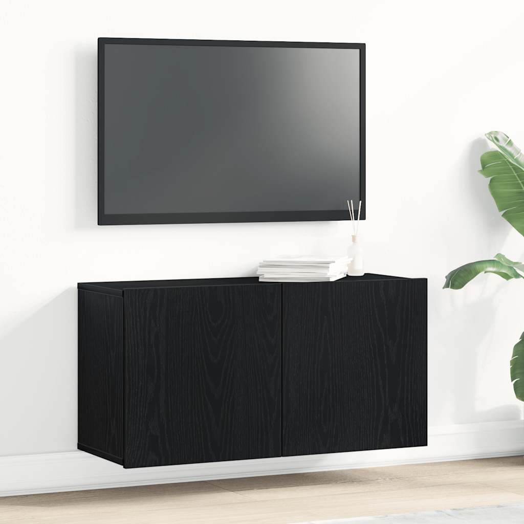vidaXL TV Cabinet Black Oak 80x30x41 cm Engineered Wood