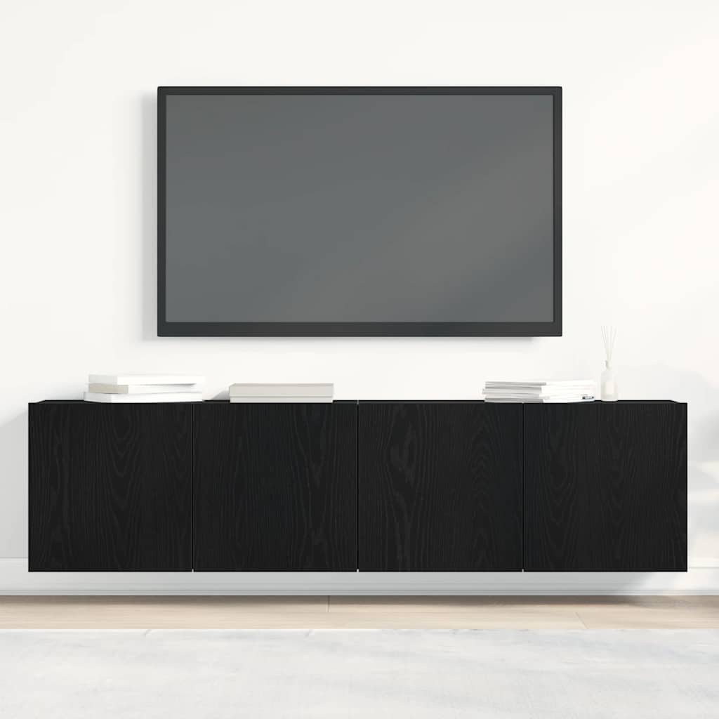 vidaXL TV Cabinets 2 pcs Black Oak 160x30x41 cm Engineered Wood