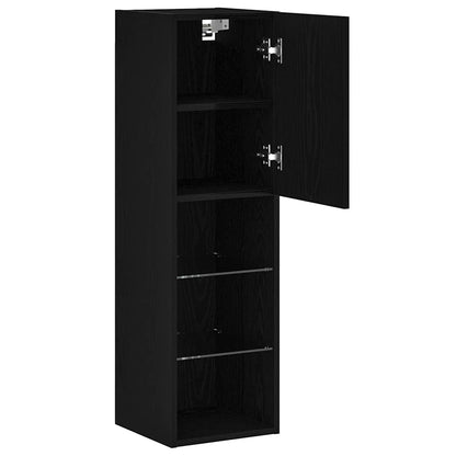vidaXL TV Cabinet Set with LED 2 pcs Black Oak 30.5 x 30 x 102 cm