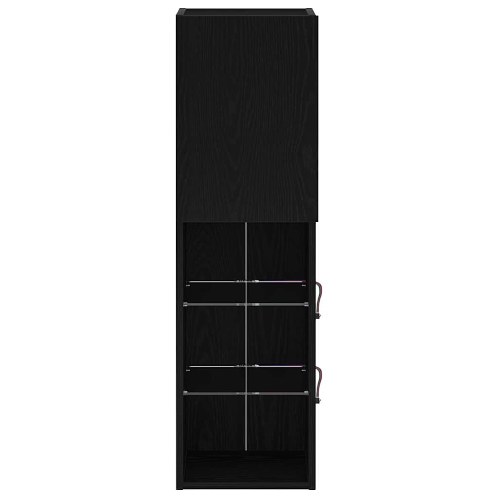 vidaXL TV Cabinet Set with LED 2 pcs Black Oak 30.5 x 30 x 102 cm