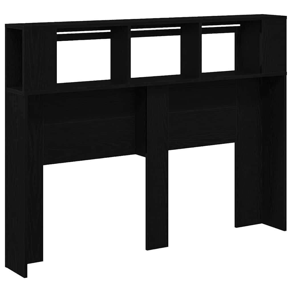 vidaXL LED Headboard Black Oak 140 x 18.5 x 103.5 cm Engineered Wood