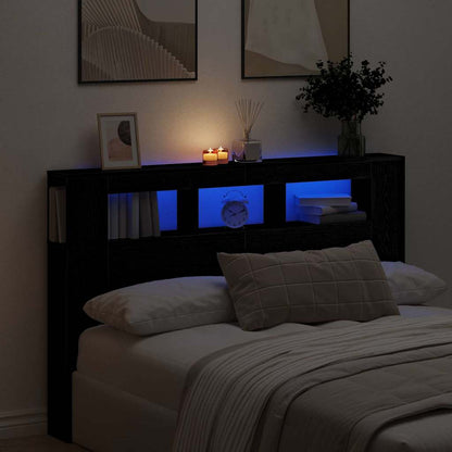 vidaXL LED Headboard Black Oak 160 x 18.5 x 103.5 cm Engineered Wood