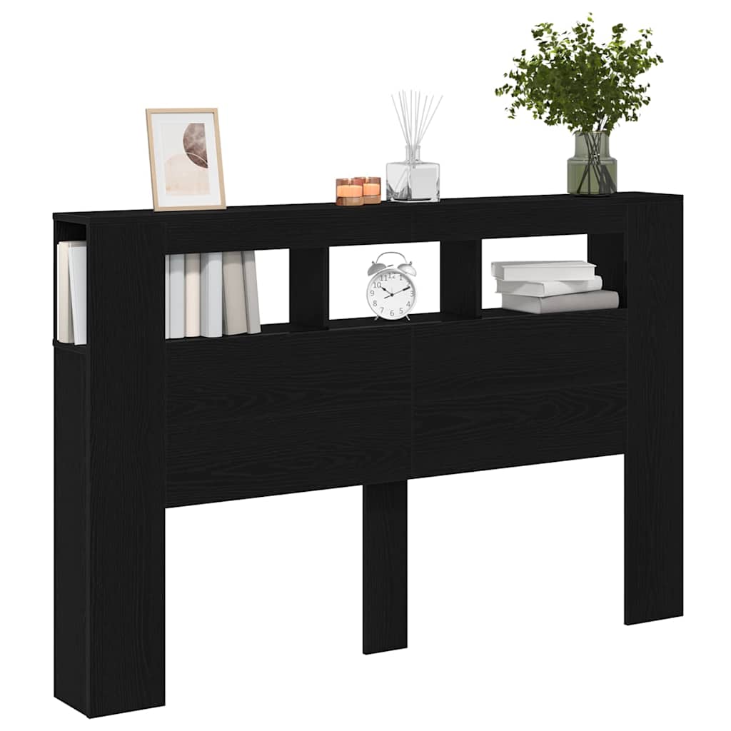 vidaXL LED Headboard Black Oak 160 x 18.5 x 103.5 cm Engineered Wood