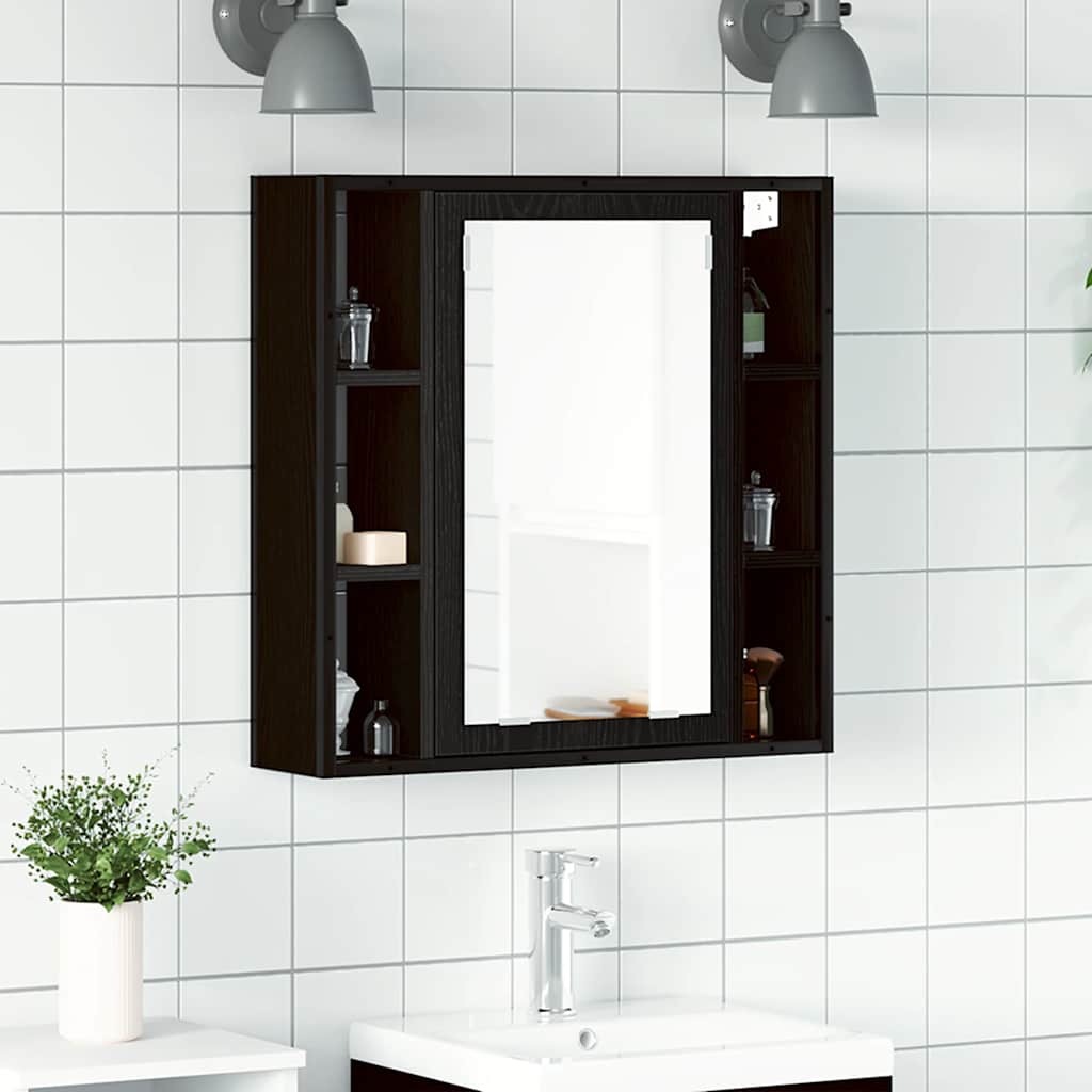 vidaXL Bathroom Mirror Cabinet Black Oak 60x16x60 cm Engineered Wood
