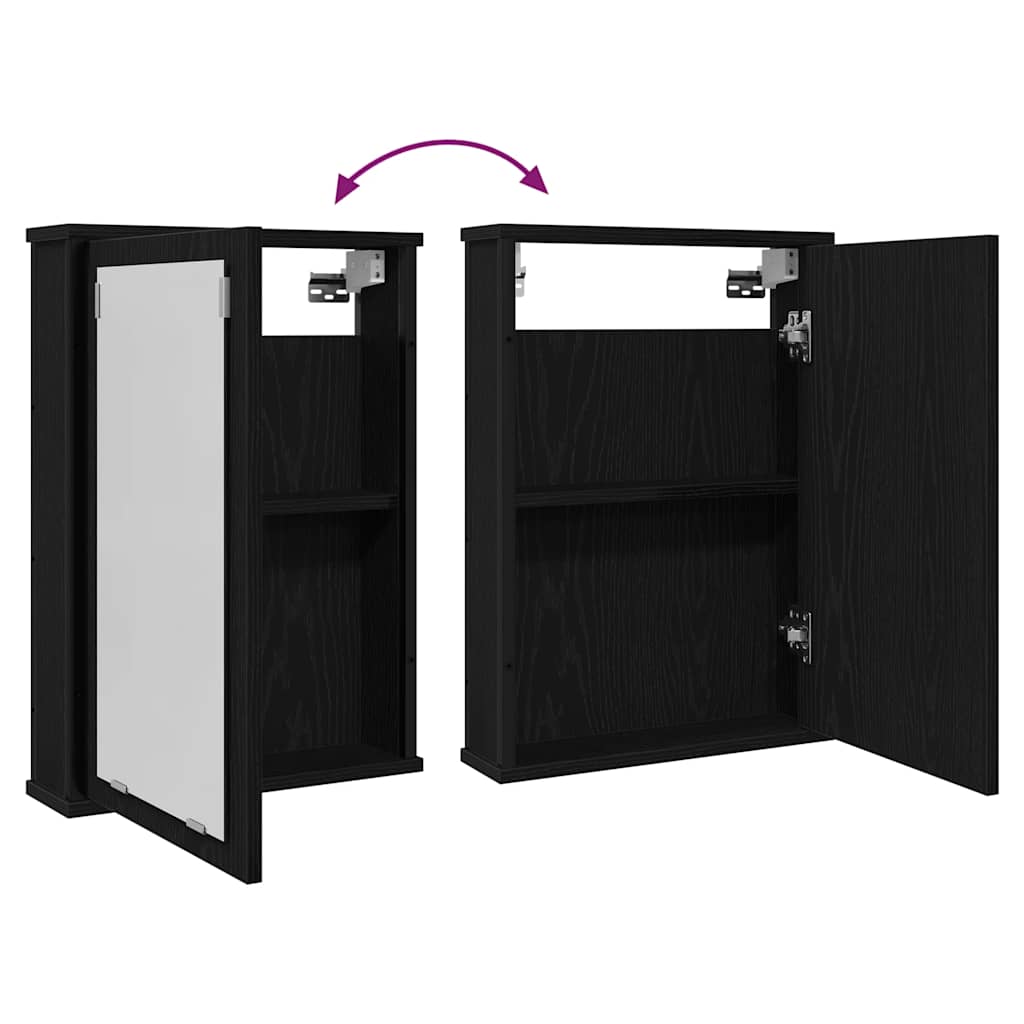 vidaXL Bathroom Mirror Cabinet Black Oak 42x12x60 cm Engineered Wood