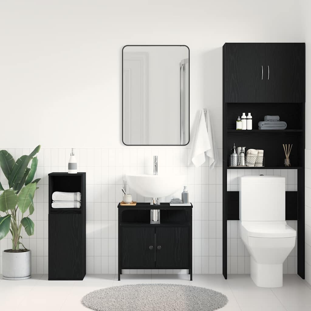 vidaXL Bathroom Sink Cabinet Black Oak 60x30x60 cm Engineered Wood