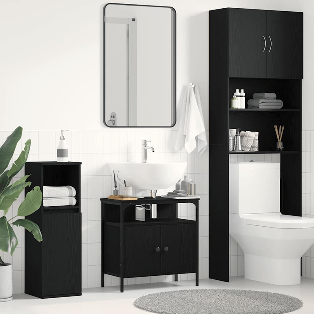 vidaXL Bathroom Sink Cabinet Black Oak 60x30x60 cm Engineered Wood