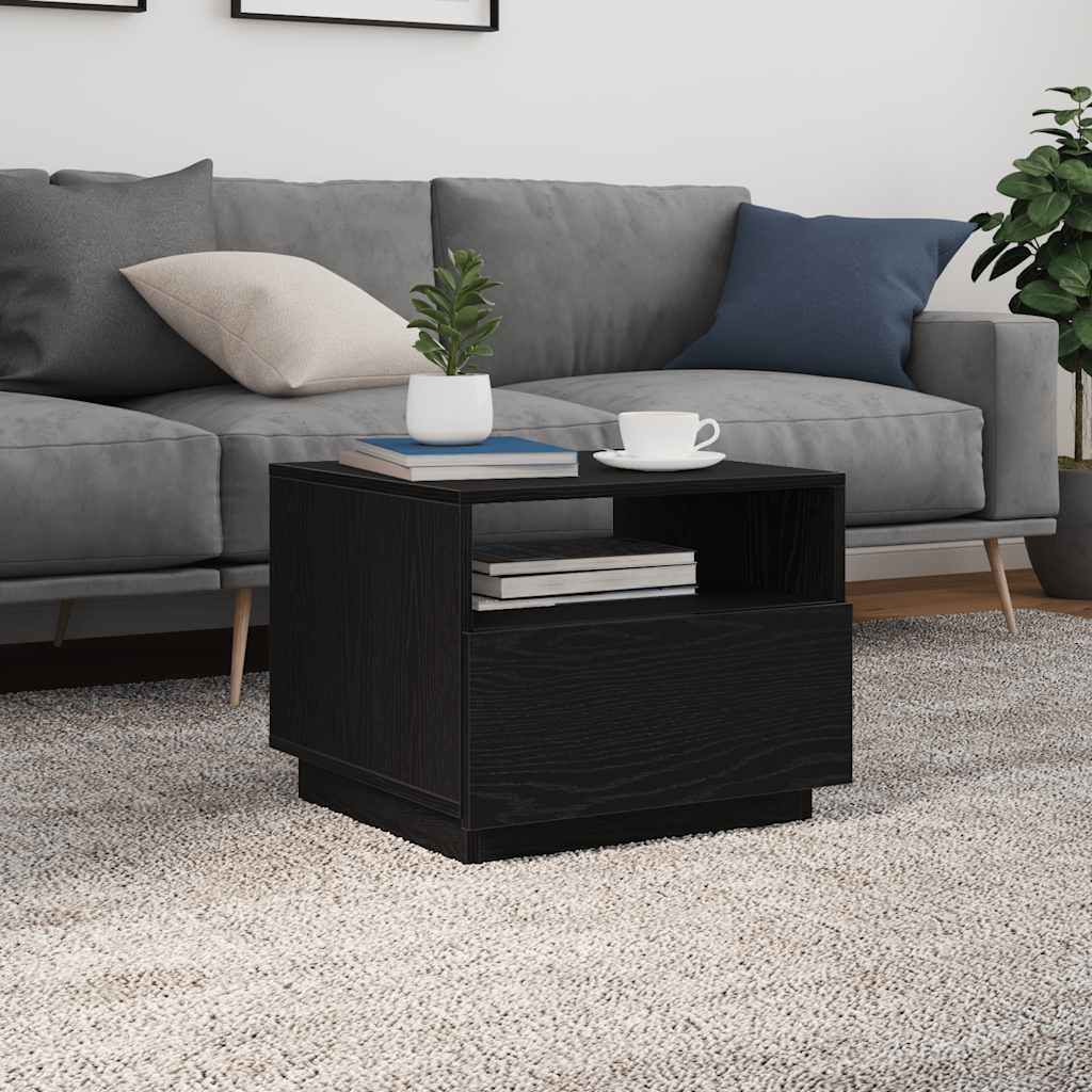 vidaXL Coffee Table with LED Lights Black Oak 50x49x40 cm