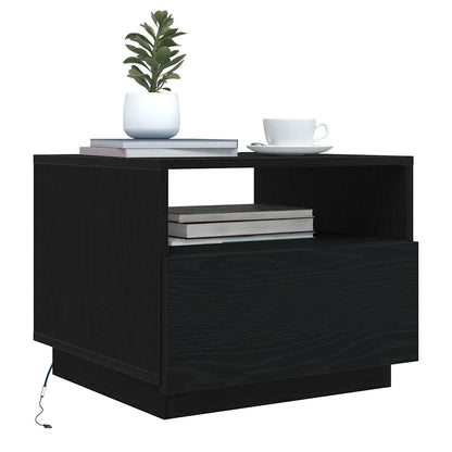 vidaXL Coffee Table with LED Lights Black Oak 50x49x40 cm