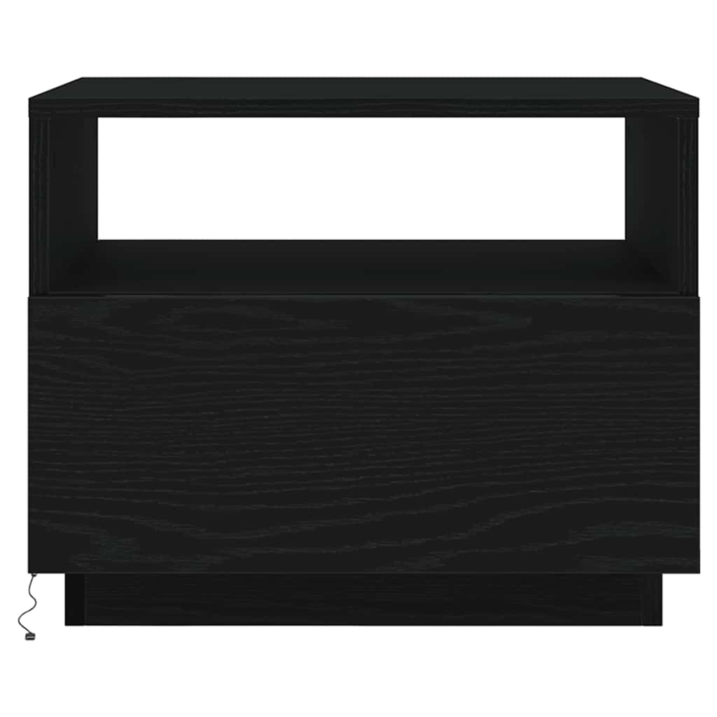 vidaXL Coffee Table with LED Lights Black Oak 50x49x40 cm